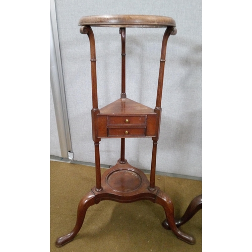 429 - A Pair of Georgian Wash Stands both have 2 small drawers standing on tapered columns with Cabriole l... 