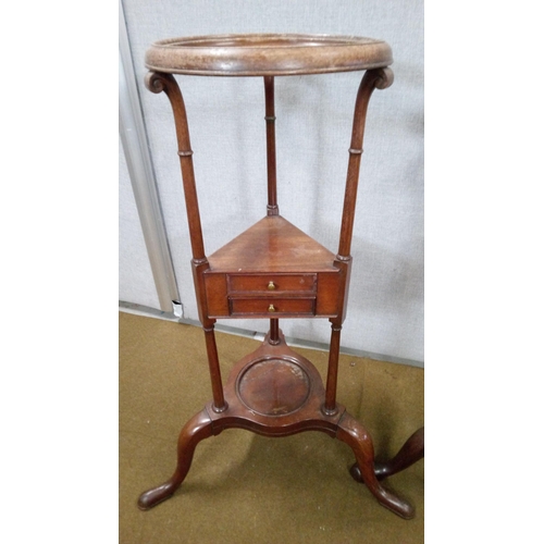 429 - A Pair of Georgian Wash Stands both have 2 small drawers standing on tapered columns with Cabriole l... 