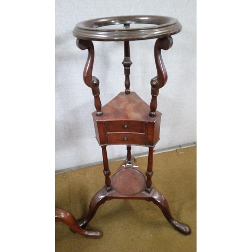 429 - A Pair of Georgian Wash Stands both have 2 small drawers standing on tapered columns with Cabriole l... 