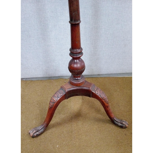 431 - A Georgian tripod Table with oval top and heavily carved  legs and base. central column has been rep... 