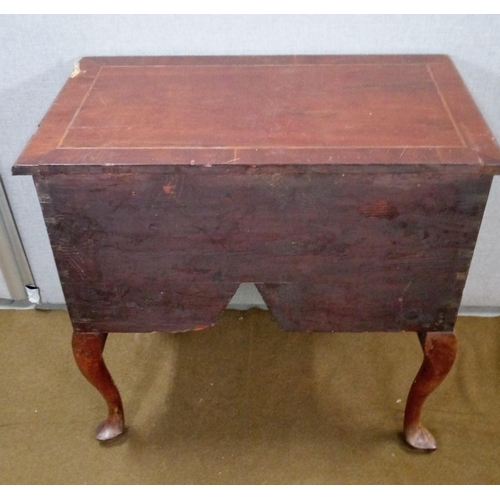 432 - A 19th Century Queen Anne Style Lowboy on cabriole legs with Pad feet.
Damage as pictured.
74cm high... 