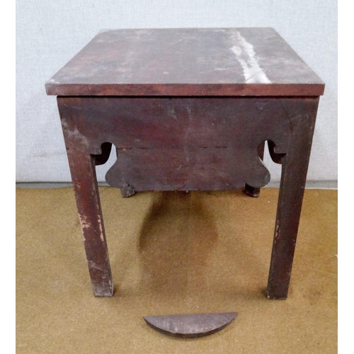 437 - A Mahogany Commode with ceramic liner and hinged rectangular top.
Damaged as pictured.
48cm high, 50... 