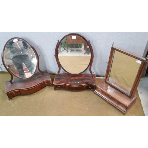 444 - 3 x Antique dressing Table mirrors with drawers.