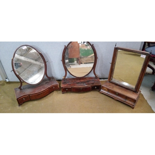 444 - 3 x Antique dressing Table mirrors with drawers.