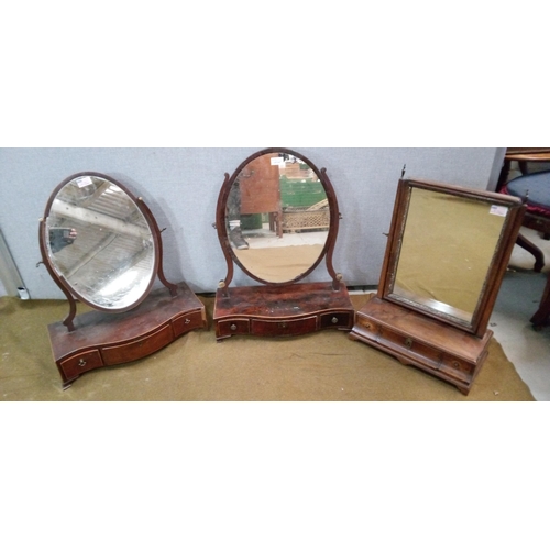 444 - 3 x Antique dressing Table mirrors with drawers.