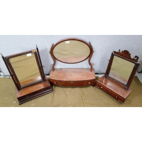 445 - 3 x Antique dressing Table mirrors with drawers