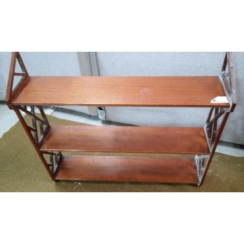 446 - A pair of Antique wall shelves, 3 tiers raised on blackish ends.