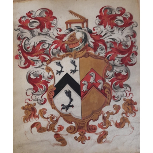 542 - A Pair of Coat of Arms Pictures, One in Frames with Glass, the other without either. 22.5cm W x 26.5... 