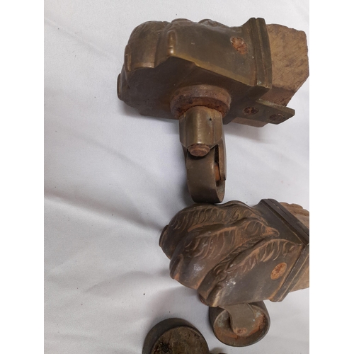 545 - Three Sets of Four Antique Table Feet, One with Castors.
Two Sets are Claw Style whilst the other Se... 