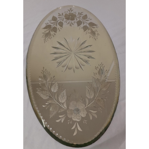 546 - Two Vintage Mirrors, One Circular Convex Shape 30cm D, the Other Floral Decorated Oval with Bevel Ed... 