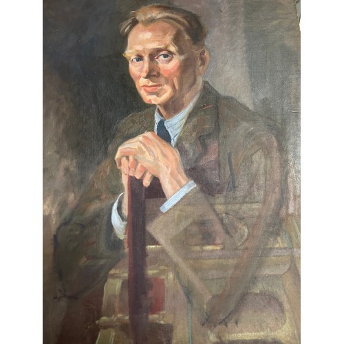 122 - A 20TH CENTURY PORTRAIT OIL PAINTING ON CANVAS, of a distinguished country gent
76 x 63 cm
Slight da... 