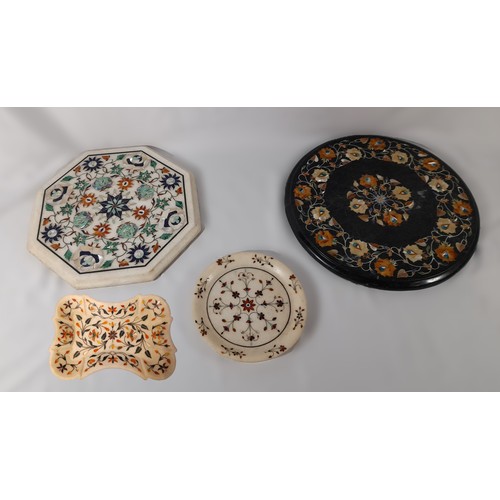 286 - 2 Marble Coffee Table Tops with Decorative Inlay. The Black one is approx. 14