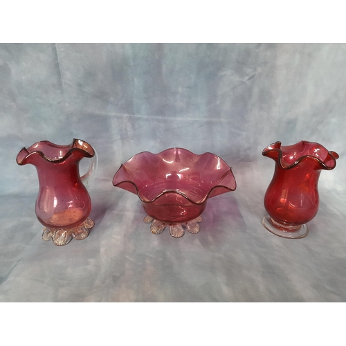 549 - A Group of Glass in Various Colours including shades of Pink, Pearlescent and Multi Colour. Jugs, Bo... 