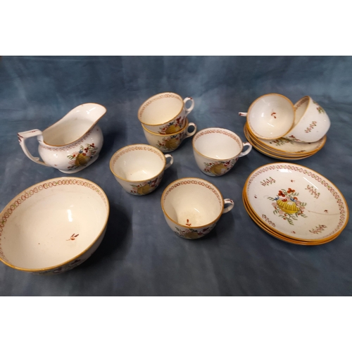 555 - A Part Tea Service of Yellow Shell Pattern c1790 comprisign of 6 Saucers, 7 Cups, a Milk Jug and a B... 