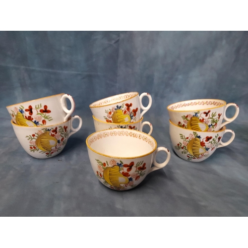 555 - A Part Tea Service of Yellow Shell Pattern c1790 comprisign of 6 Saucers, 7 Cups, a Milk Jug and a B... 