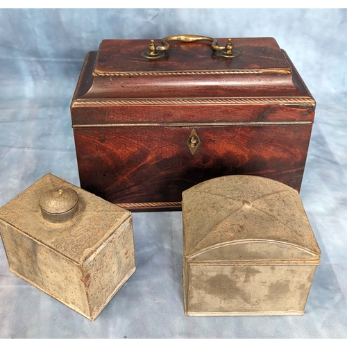 596 - A Georgian Tea Caddy with Two Canisters