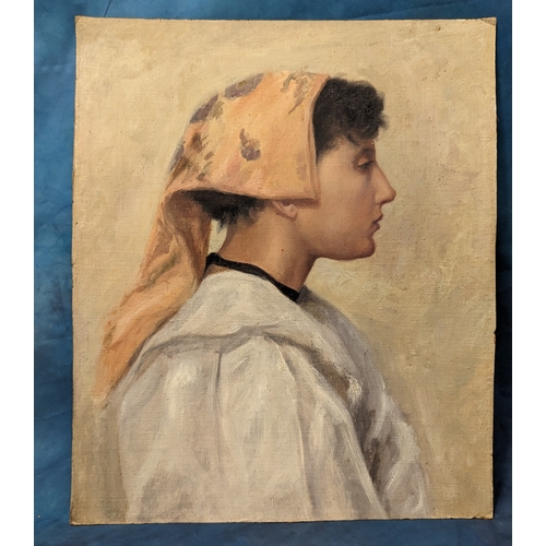 805 - An Unframed Oil on Board of a Peasant Woman with Headscarf in the Style of Stefan Luchian