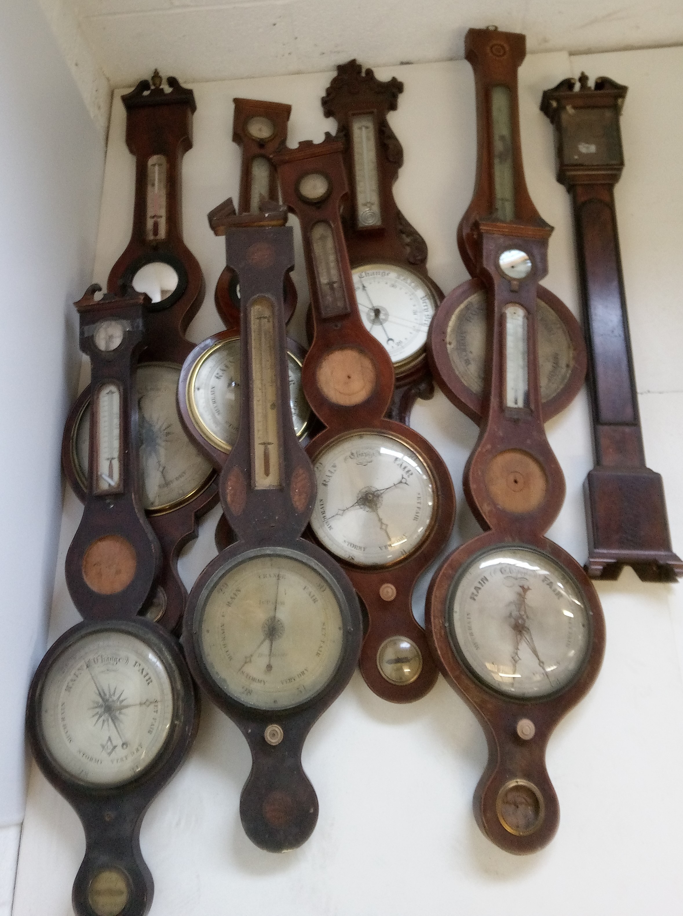 A Selection Of 9x Barometers In Need Of Repair/Restoration. Items Are ...