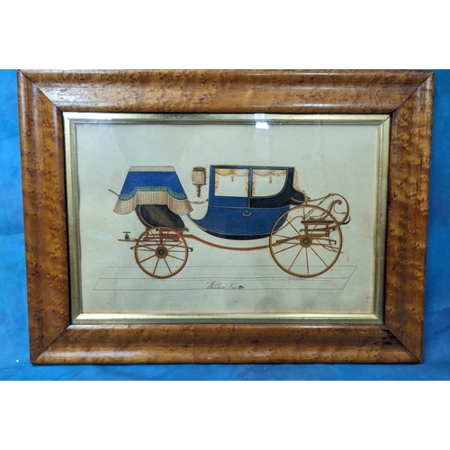 808 - Early 19th Century Design for a Carriage - William Carr 46 x 34cm