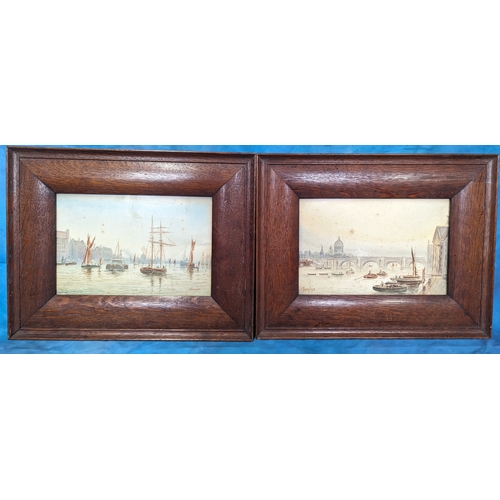 813 - A Pair Of Watercolours of Barges on the Thames signed M Farquhar 41 x 33cm Each one