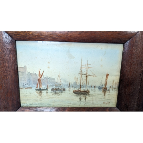 813 - A Pair Of Watercolours of Barges on the Thames signed M Farquhar 41 x 33cm Each one