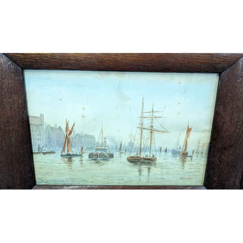 813 - A Pair Of Watercolours of Barges on the Thames signed M Farquhar 41 x 33cm Each one