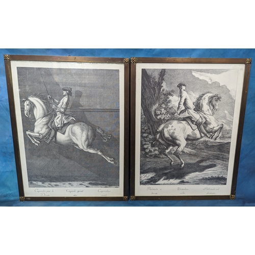 814 - Johann Elias Ridinger Pair of Engravings in heavy Brass Frames 34 x 45cm