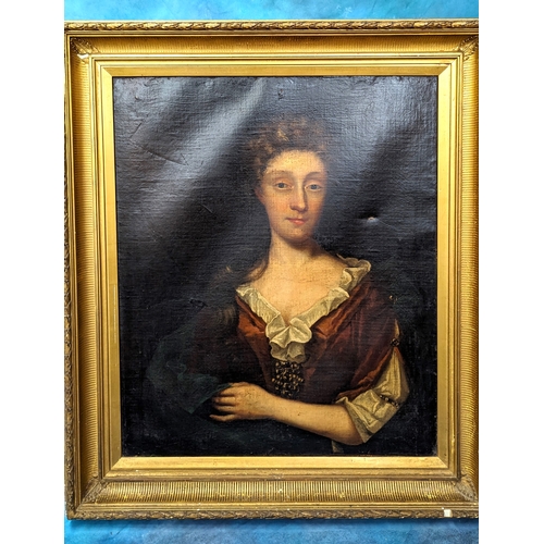 816 - A Portrait of a Lady , Oil on Canvas in a Large Gilded Frame 83 x 97cm