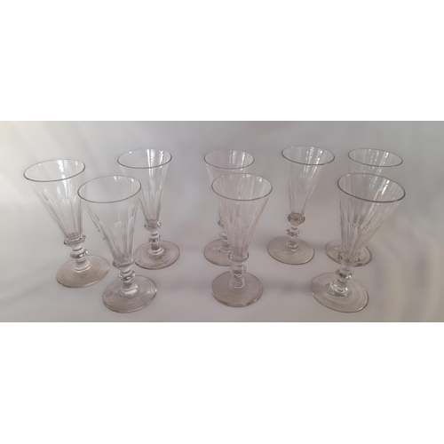 141A - A Set of Eight Antique Crystal Champagne Flutes with Polished Pontils. 18/19 Century.