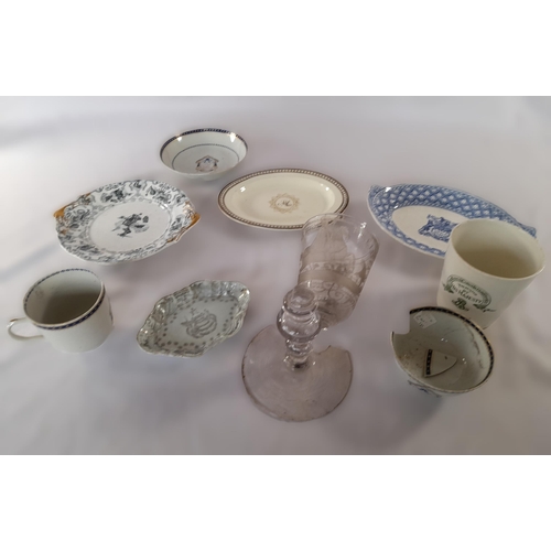 247A - A Group of Antique Armorial China and Glass including Pearlware, Spode and Royal Doulton.