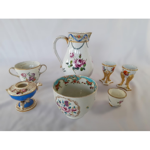 351A - A Group of Floral and Gilt Decorated Antique Chinaware including a Meissen Jug.