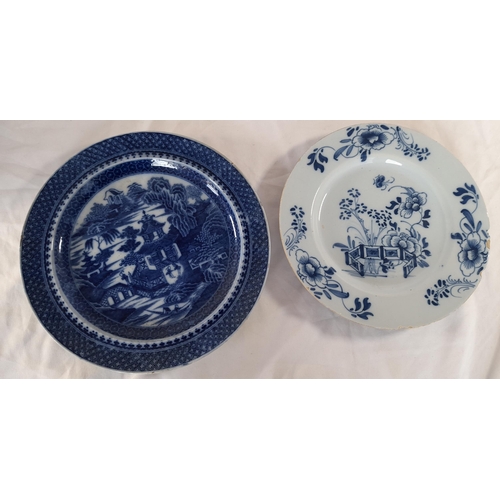 59A - A Large Collection of Antique Blue and White Oriental Plates. 15 in total.