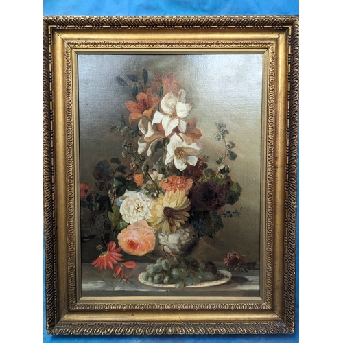 826 - A Floral Display Oil on Board 61 x 76cm In Frame