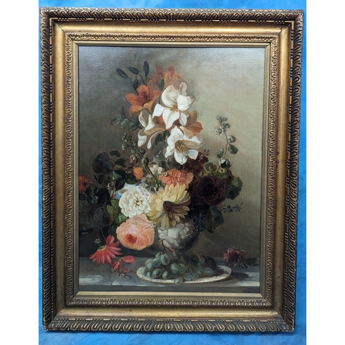 826 - A Floral Display Oil on Board 61 x 76cm In Frame