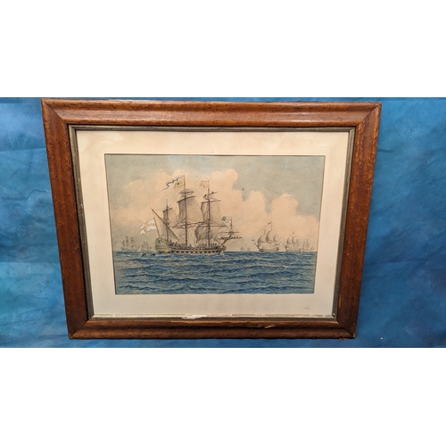 827 - A Collection of Nautical Themed Paintings and Engraving