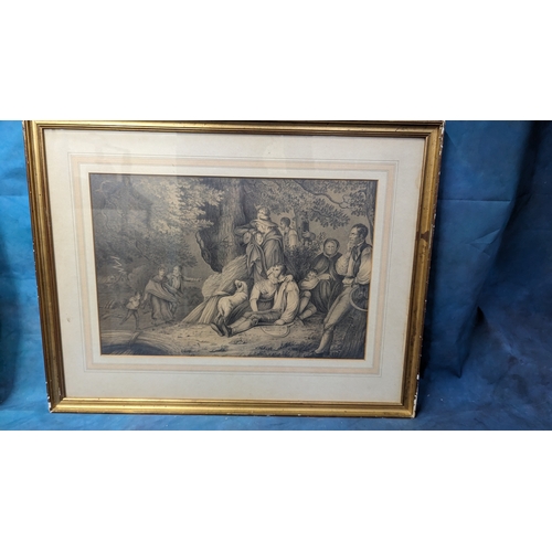 832 - 2 x Large Engravings , Milans Duomo and a Field Worker  Sheltering from a Thunderstorm 69 x 55cm