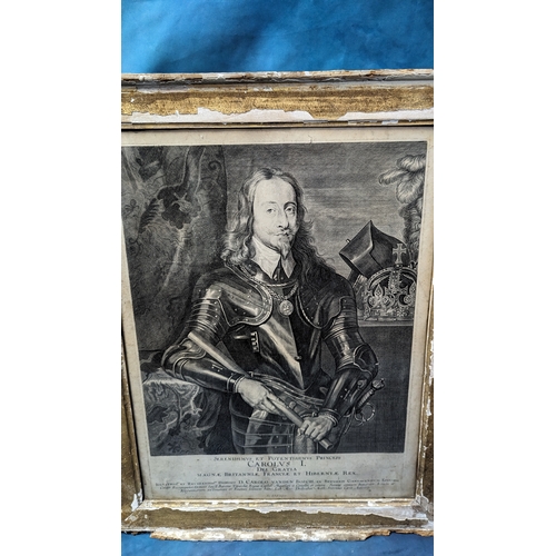 831 - 2 x Framed Engravings: Charles I and Lt Col Pollard Largest 66 x 58cm