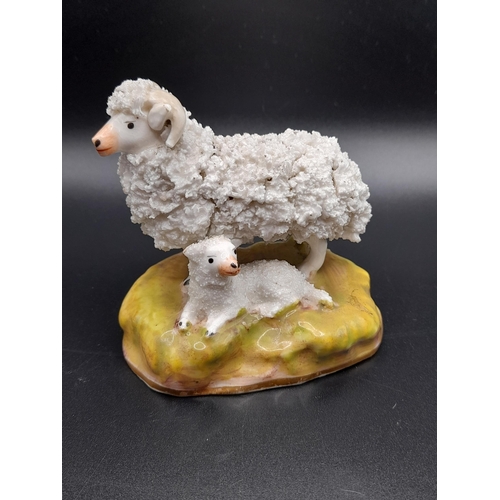 204A - Two Ornaments of Sheep. A Staffordshire Ram with the initials EH on its Back, approx 13cm Height, an... 