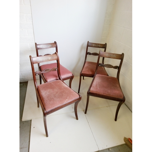 787 - A Set Of 4 Dining Chairs With Inlay.
83cn High,46cm Wide,40cm deep.