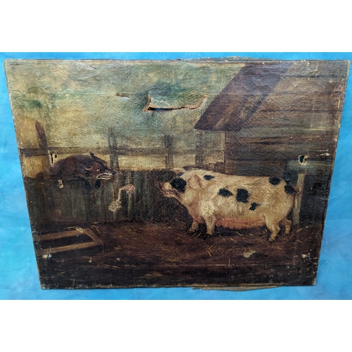 846 - 3 x Antique Oil Paintings - Largest 60 x 46cm