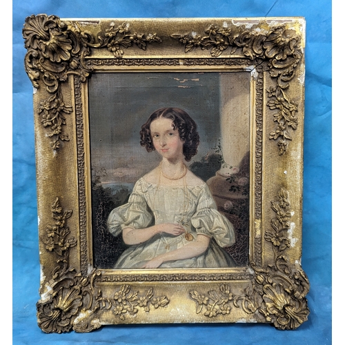 850 - Oil  on Canvas Attributed to Mary Louisa Dent 1850. Copy of a Work. Notation to Back