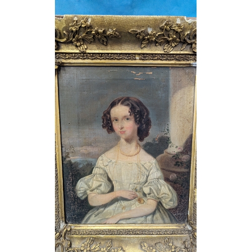 850 - Oil  on Canvas Attributed to Mary Louisa Dent 1850. Copy of a Work. Notation to Back