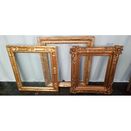 1296 - 3 x Gilt effect Picture Frames(Middle One Is Glazed)
largest Size Is 95cm High, 82cm Wide