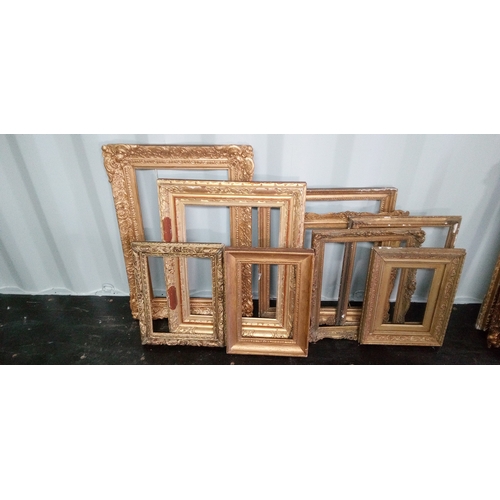 1295 - 9 x Gilt Effect Picture Frames, Largest Is 60cm High,50cm Wide.