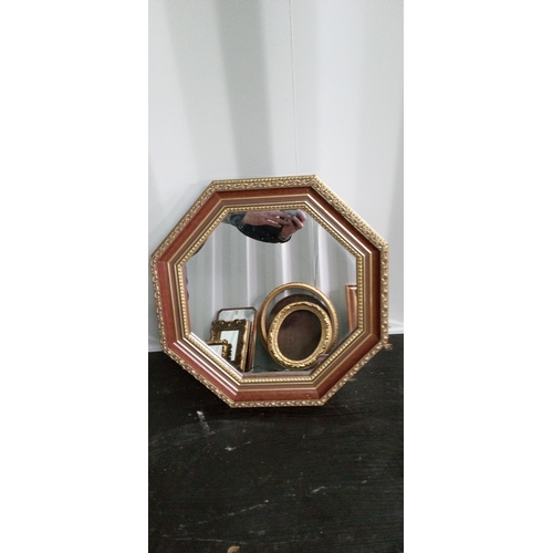 1294 - 3x Gilt Effect Framed  Mirrors (one octagonal)
largest Measures 60cm X 50cms