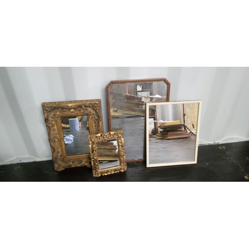 1293 - 4 x Framed Mirrors of Various Sizes. Largest is 49cm  HIgh, 33cm Wide.