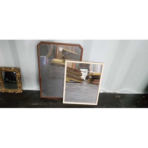 1293 - 4 x Framed Mirrors of Various Sizes. Largest is 49cm  HIgh, 33cm Wide.