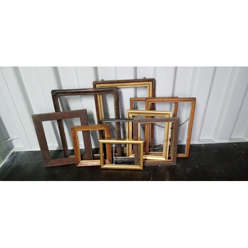 1290 - 10 Assorted Picture Frames, Largest Measures 55cm High,39cm Wide.