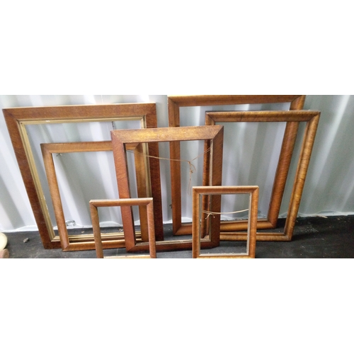 1282 - 7 X Light Wood Picture Frames, Largest Measures 96cm High,36cm Wide