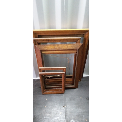 1282 - 7 X Light Wood Picture Frames, Largest Measures 96cm High,36cm Wide